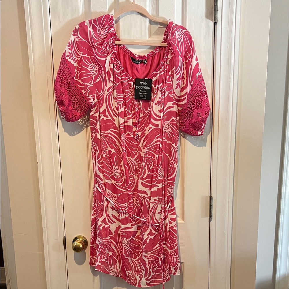 Mlle Gabrielle Pink and White Floral Mini Dress